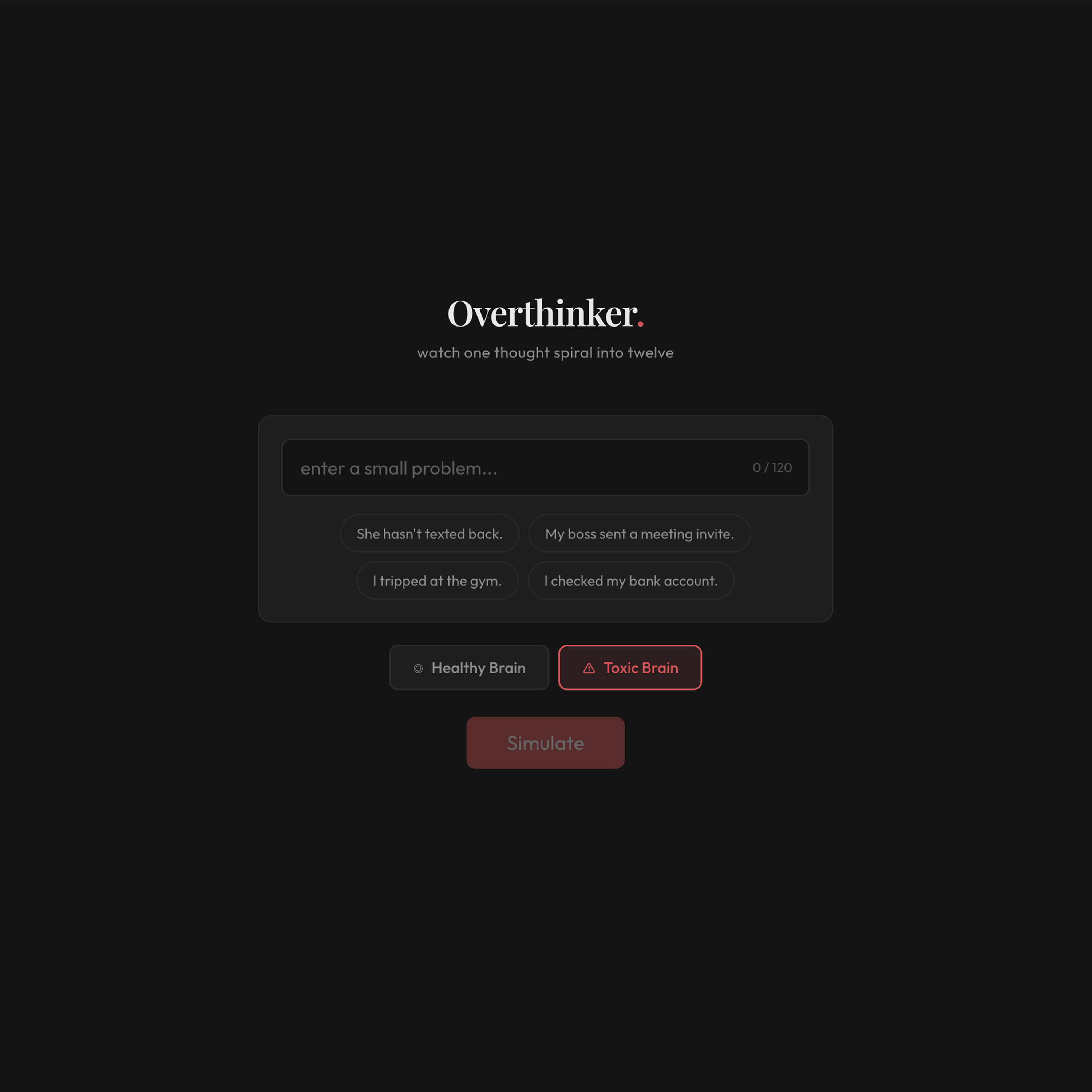 Overthinker Homepage Dark