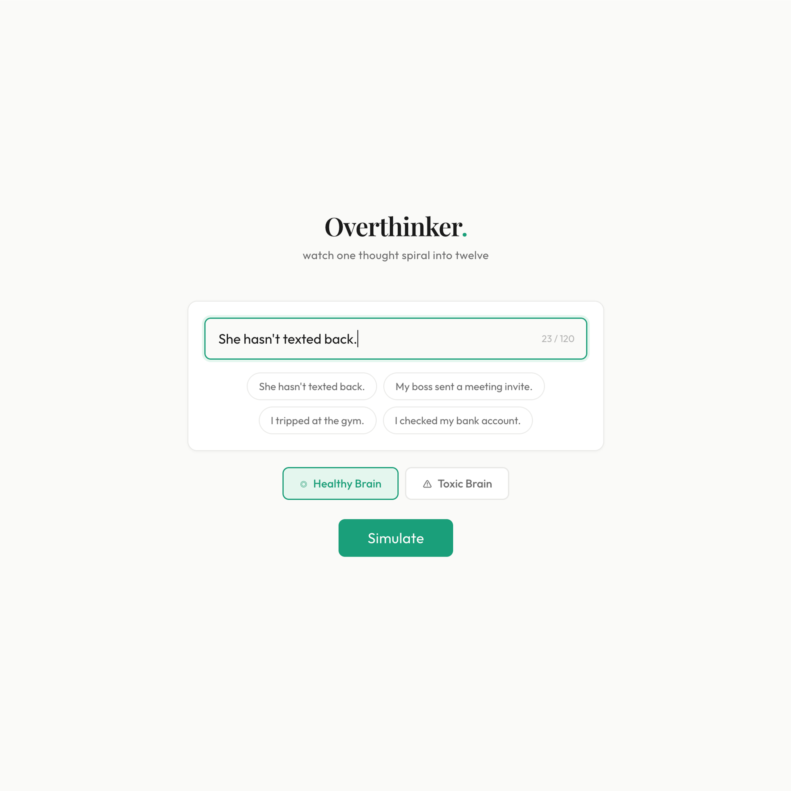 Overthinker Homepage Filler